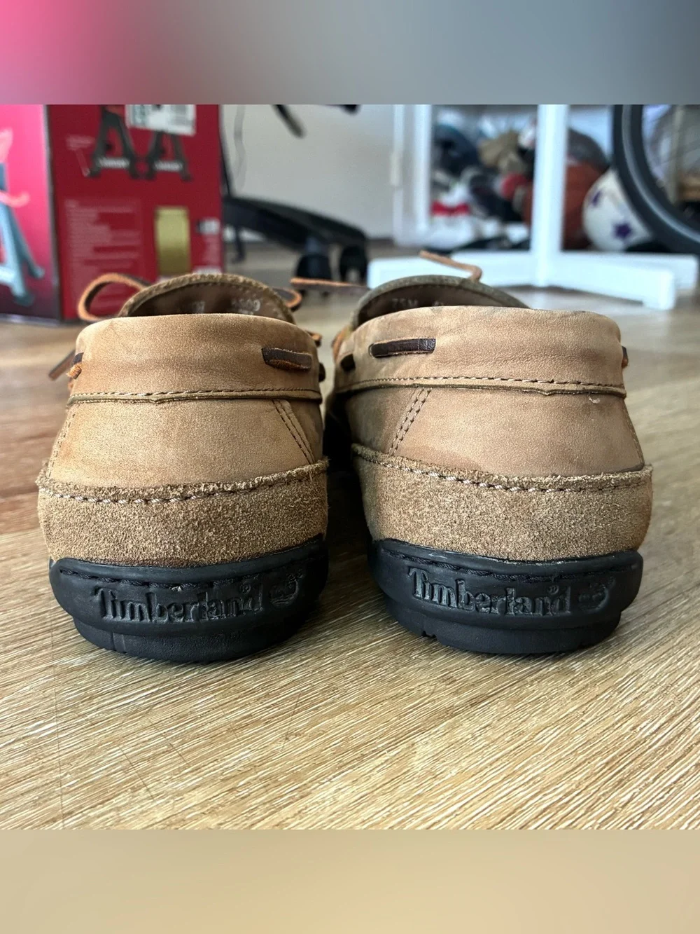 Timberland Brown Tan Nubuck Leather Moccasin Boat Shoes Men’s Size 7.5